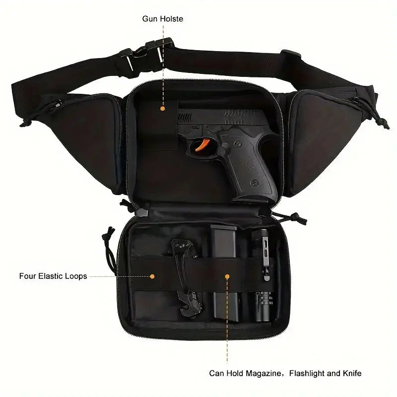 Black Pistol Holster - Tactical Hip & Waist -Right/Left Hand Draw