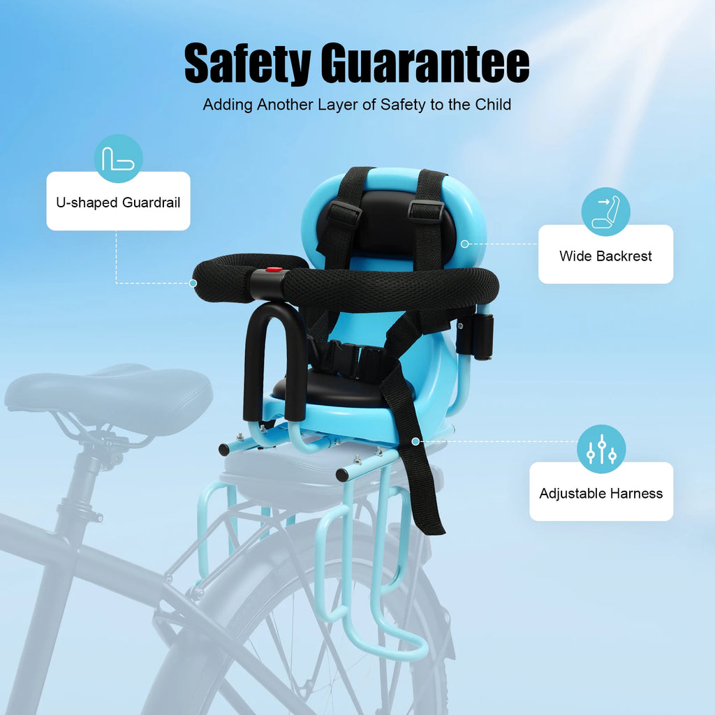 Rear Child Bike Seat for Adult Bicycle, Adjustable Safety Harness with Seat Cushion for Toddlers Ages 6 Months to 6 Years