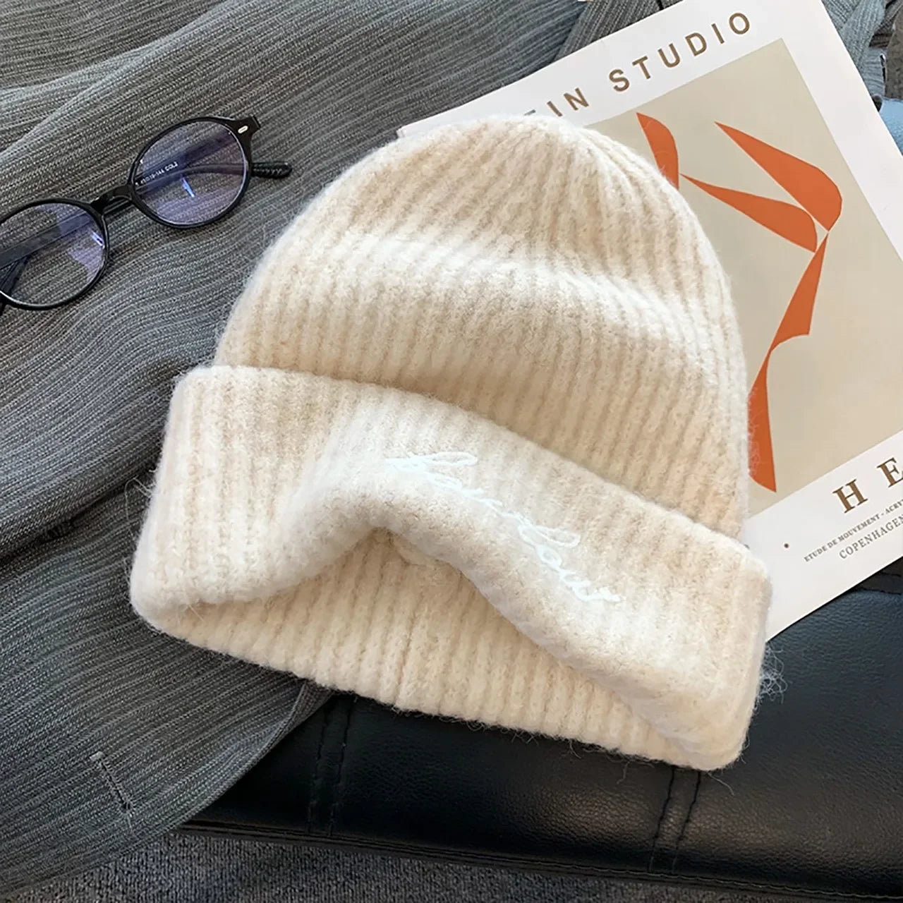 Women Embroidery Letter Knitted Hat