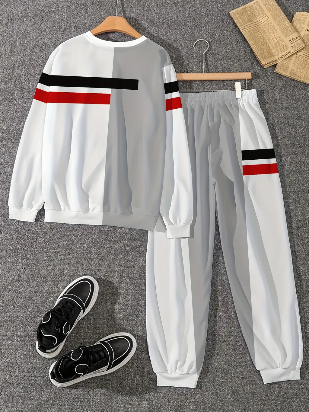 Men's Casual Set - Long Sleeve Sweatshirt - Running Pants