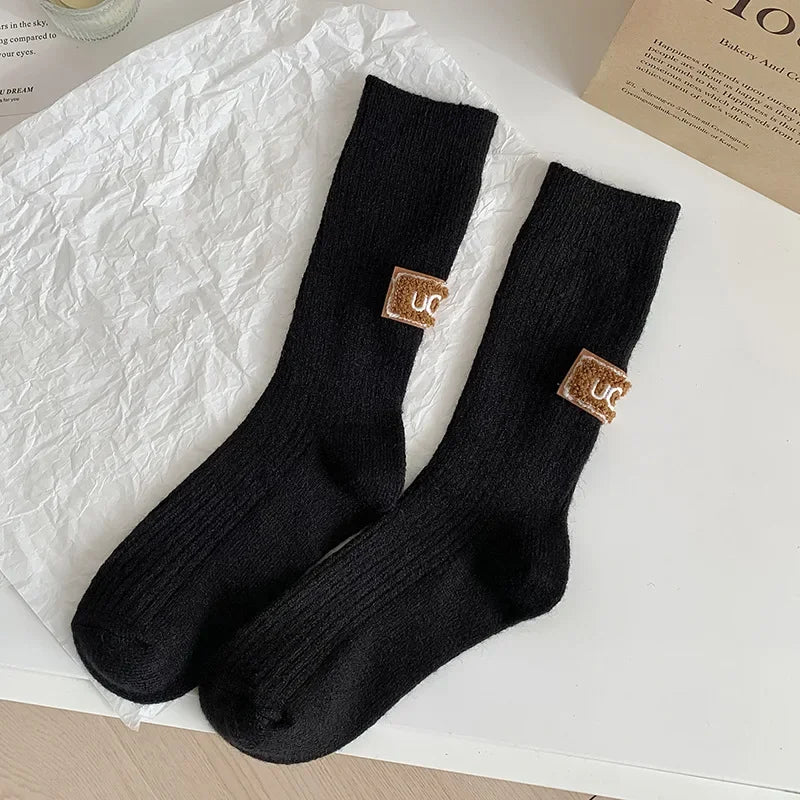 Casual Cotton Soft Knitted Mid Calf Socks