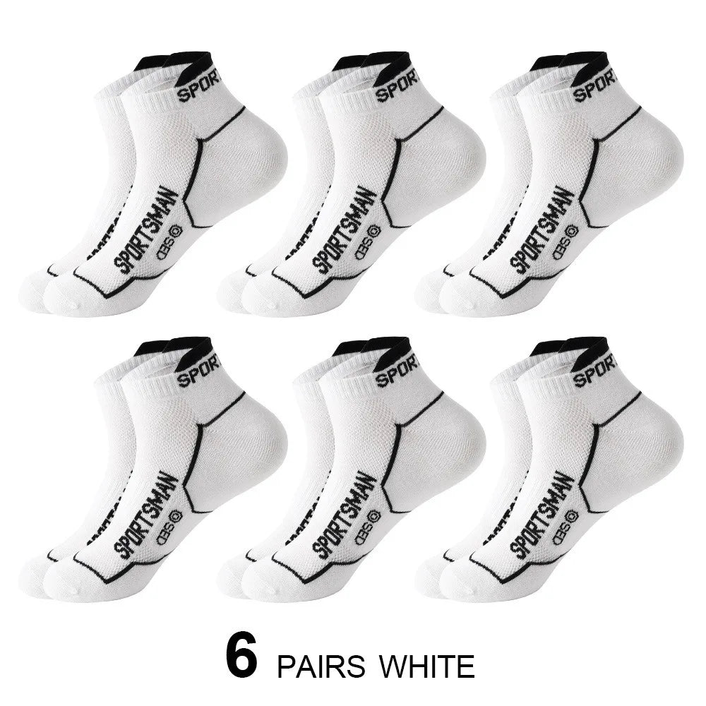 6 Pairs Mid Crew Sports Socks, Sweat-Absorbent Comfortable Breathable