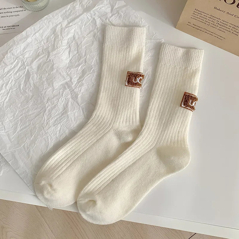 Casual Cotton Soft Knitted Mid Calf Socks