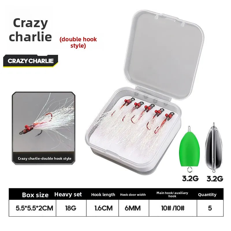 Rattlesnake Fly Lure Night Glow 5PCS Set Nymph Micro Bait Horse Mouth Bionic Fishing Lure for Bass and Perch