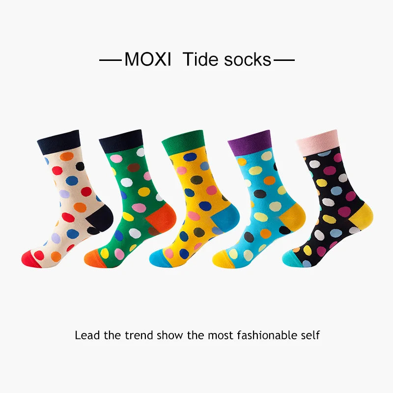 10pcs=5 Pairs Neutral Cool Funny Hiphop Casual Pastel Pack Long Tube Set Men Fashion Print Harajuku Cotton Sports Running Socks