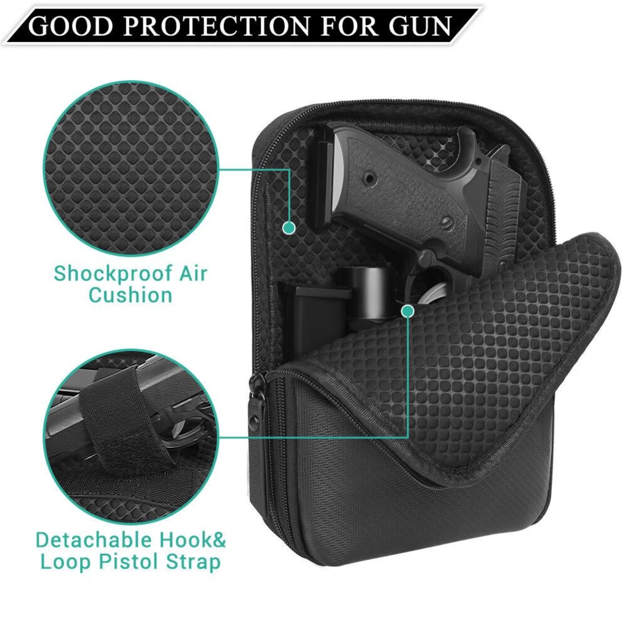 Concealed Carry Gun Pouch Pistol - Holster Pack Waist Pocket Bag Belt Loops Black