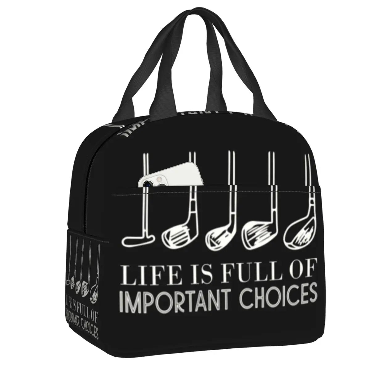 Golf And Beer Insulated Lunch Bag for Women Resuable Sports Golfing Golfer Thermal Cooler Bento Box Office Work School