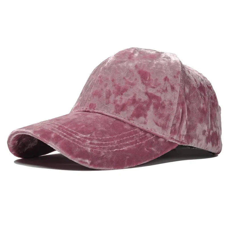 Velvet Baseball Cap Curved Brim Men - Women