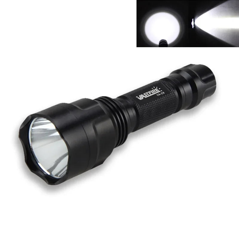 LED Flashlight White/Green/Red Tactical Hunting Rifle Lantern+Pressure Switch+Rail Scope Mount+18650+USB Charger