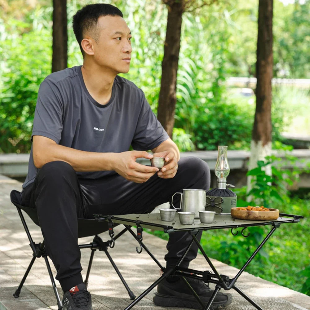 1.1L/1.2L Camping Kettle Set with 4 Cups Durable 304 Stainless Steel Tea Set for Hiking,Backpacking,Picnic,Carrying Bag Included
