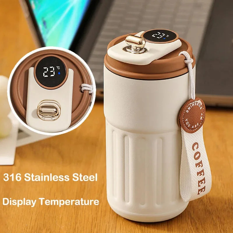 Thermos Bottle Display Temperature Stainless Steel Vacuum Cup Office Coffee Cup Business Portable Thermal Mug 450ml