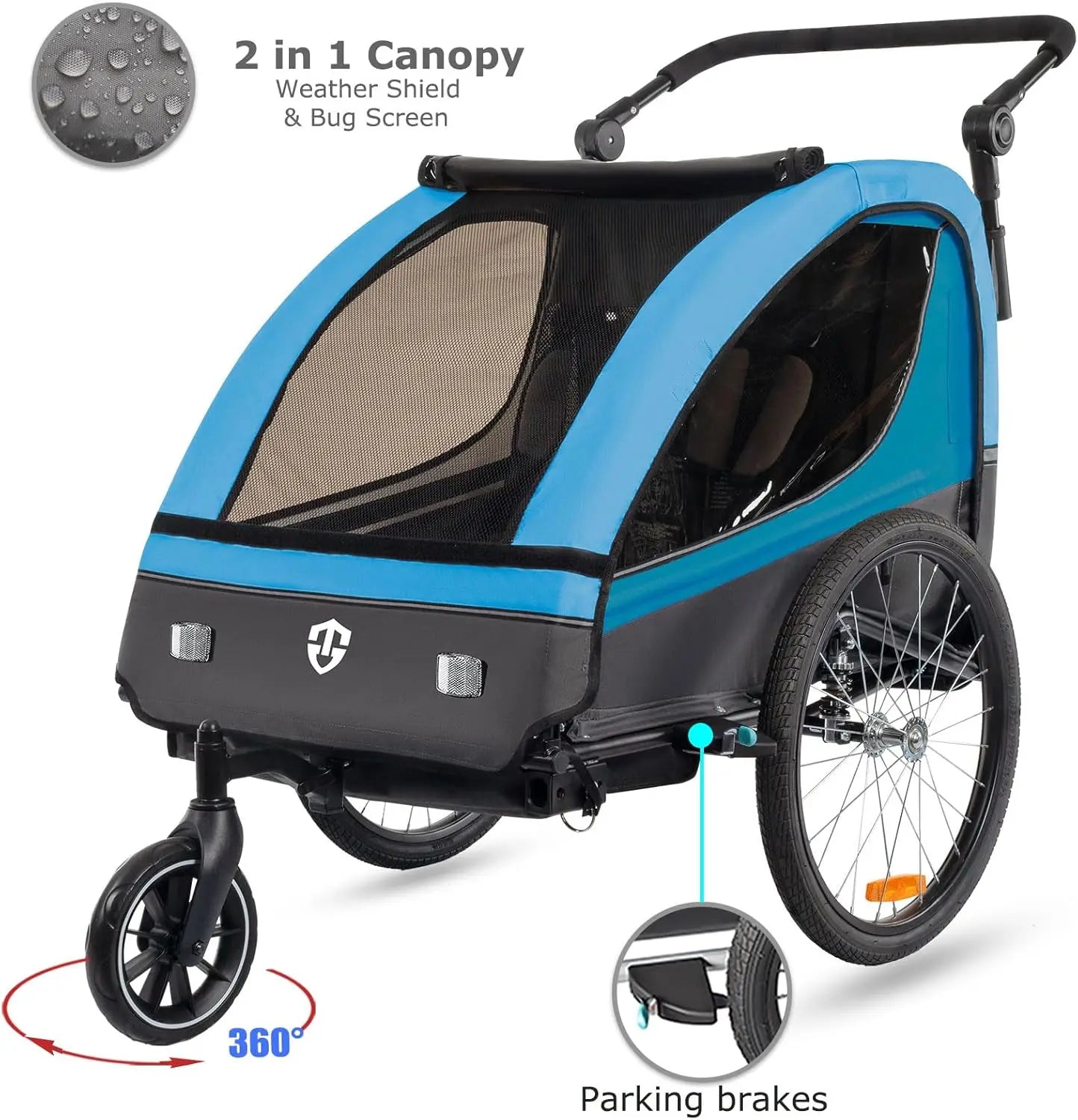 Bike Trailer & Stroller 2 in 1 Double Seat for Toddlers, and Kids