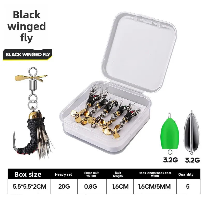 Rattlesnake Fly Lure Night Glow 5PCS Set Nymph Micro Bait Horse Mouth Bionic Fishing Lure for Bass and Perch