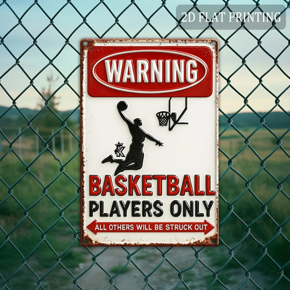 Vintage Basketball Sign, 8"x12" Metal Wall Art "All Others Will Be Struck Out"