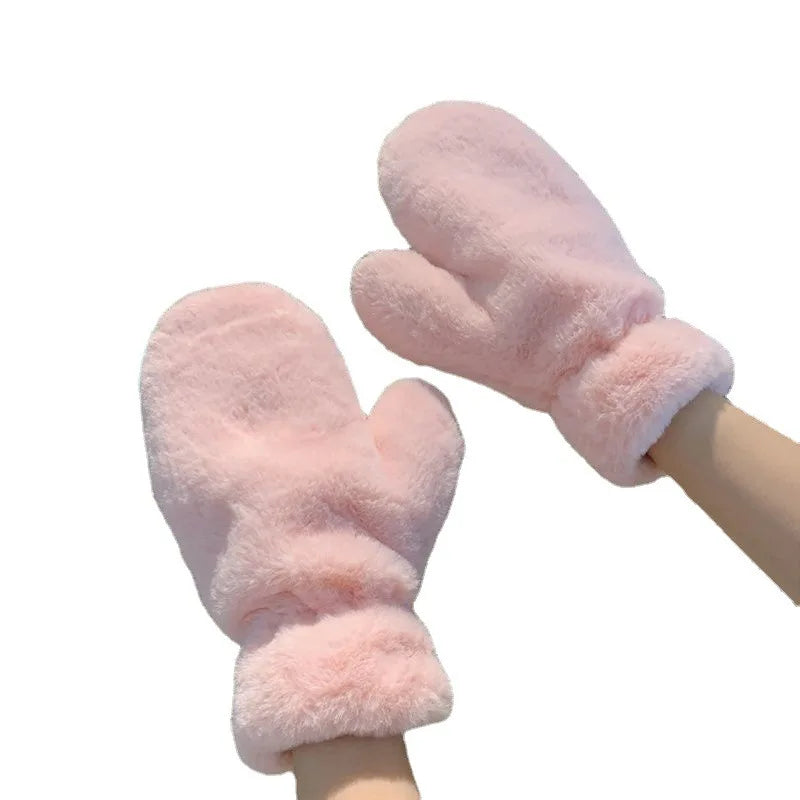 Women Lovely Sweet Soft Fluffy Warm Gloves
