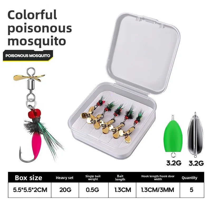 Rattlesnake Fly Lure Night Glow 5PCS Set Nymph Micro Bait Horse Mouth Bionic Fishing Lure for Bass and Perch