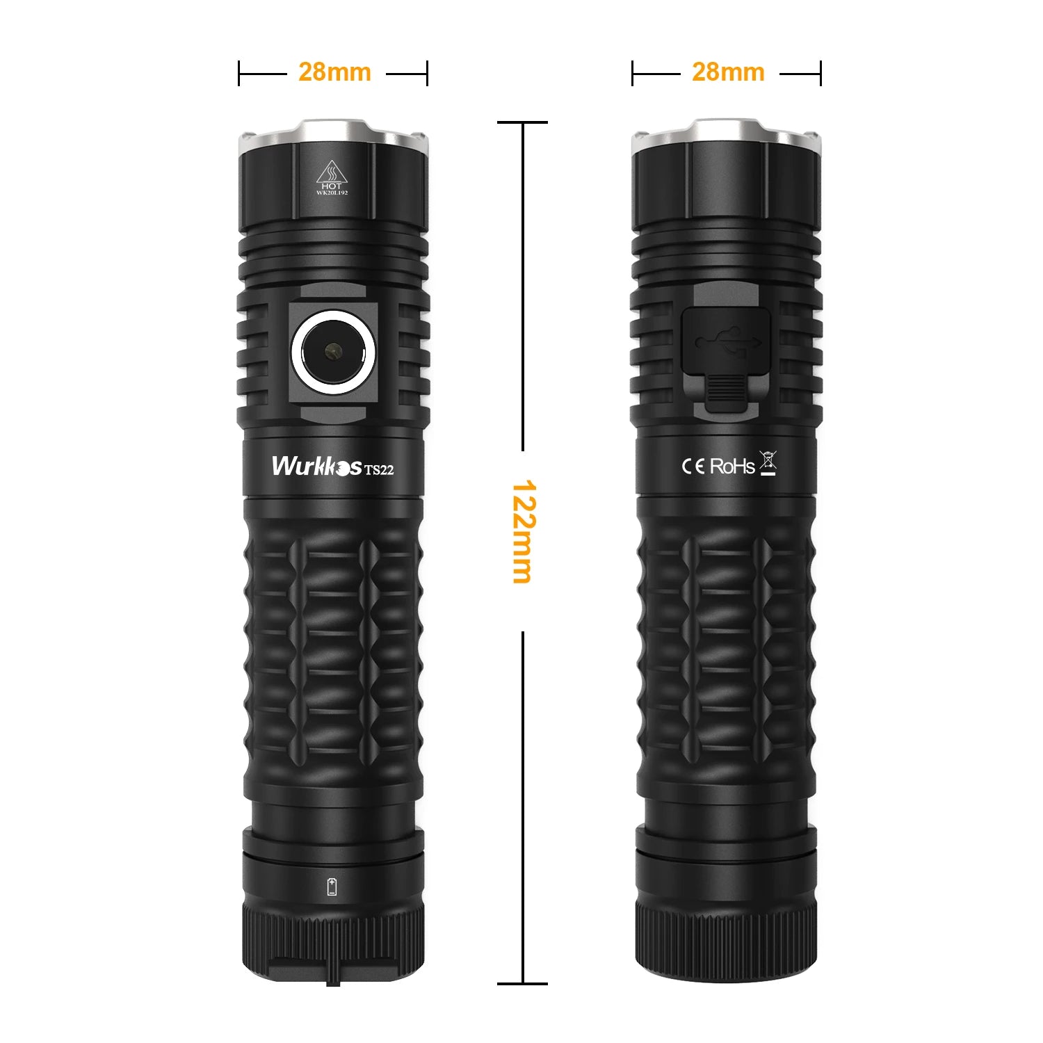 Rechargeable LED Flashlight with Magnet Tail & Reverse Charging for Hiking