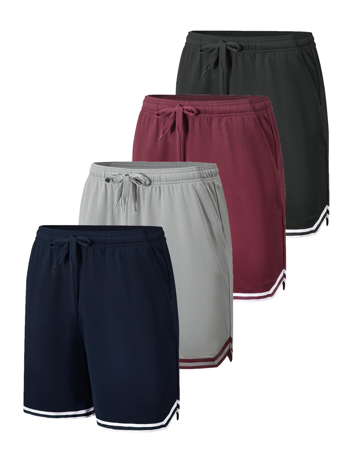 4-piece men's basketball shorts with drawstring waist and pockets
