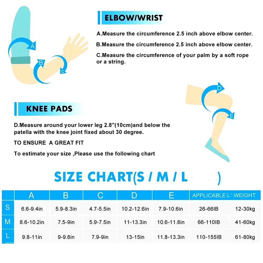 Kids/Adults Knee Elbow Pads Wrist Guards, Protective Gear Set