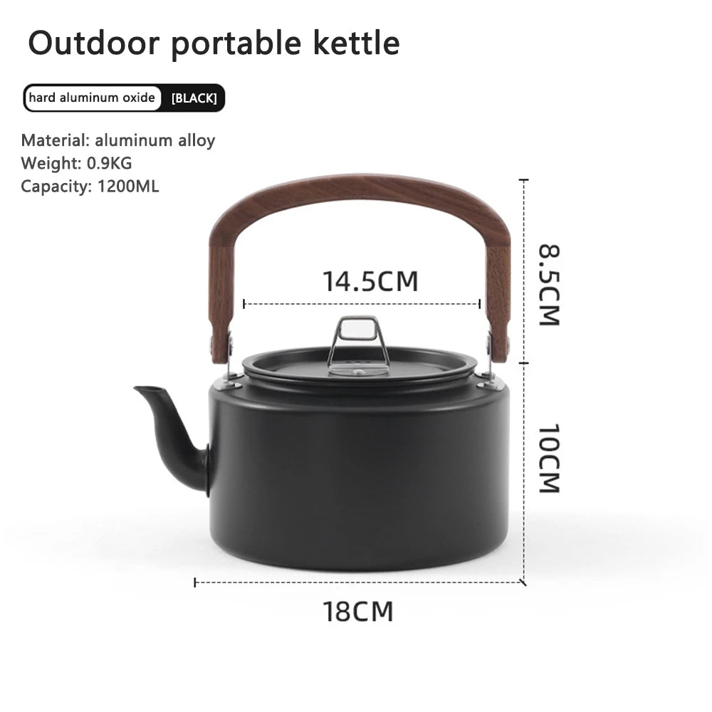 1.1L/1.2L Camping Kettle Set with 4 Cups Durable 304 Stainless Steel Tea Set for Hiking,Backpacking,Picnic,Carrying Bag Included
