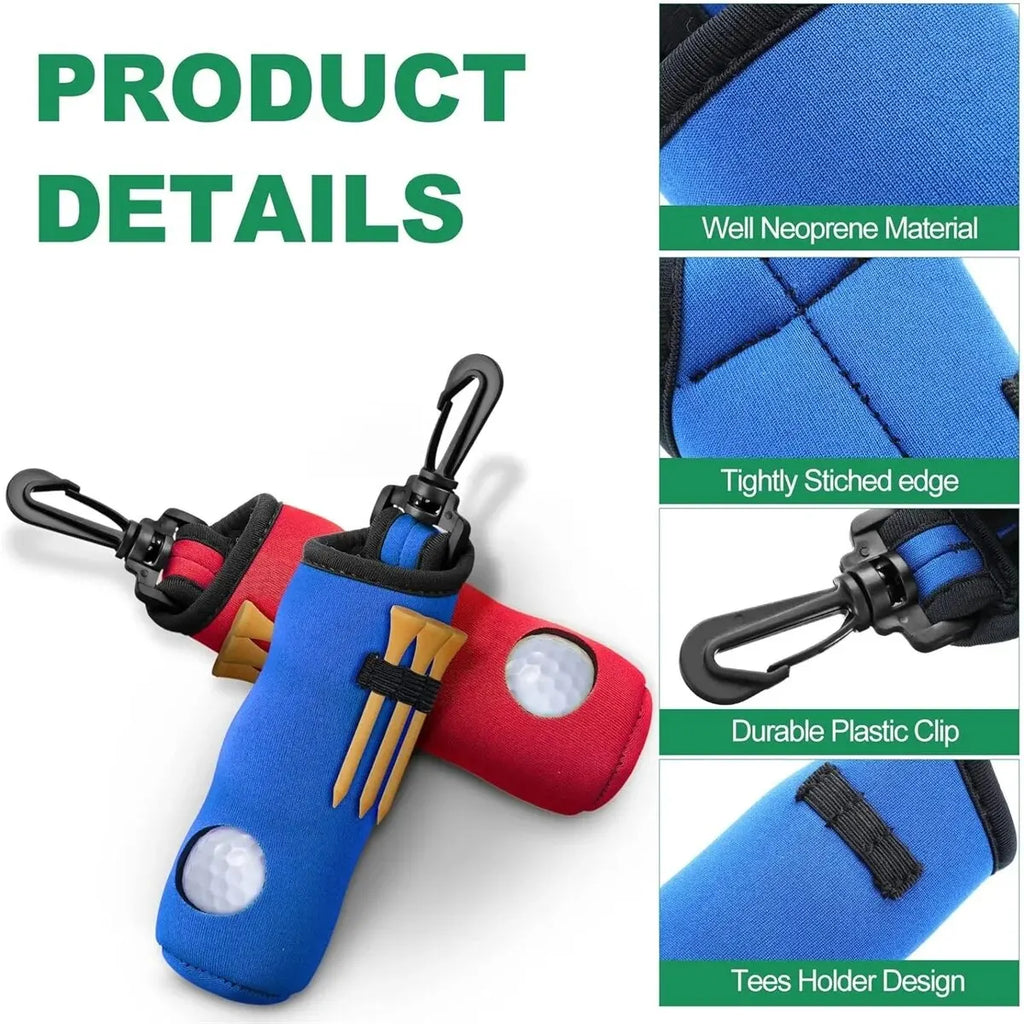Golf Tee Holder, Golf Ball Carry Bag Pouch with Keychain Belt Clip