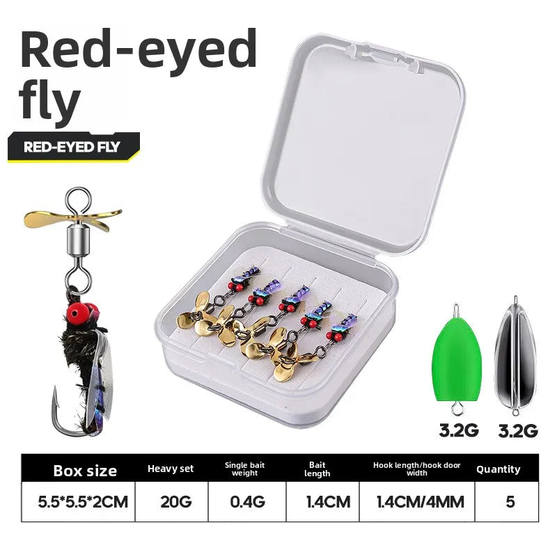 Rattlesnake Fly Lure Night Glow 5PCS Set Nymph Micro Bait Horse Mouth Bionic Fishing Lure for Bass and Perch