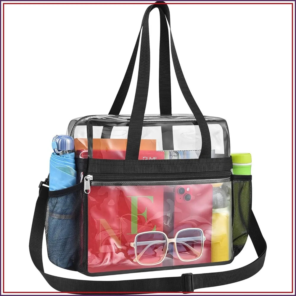 Clear Stadium Tote Bag 12x6x12 with Detachable Strap for Sports & Concerts