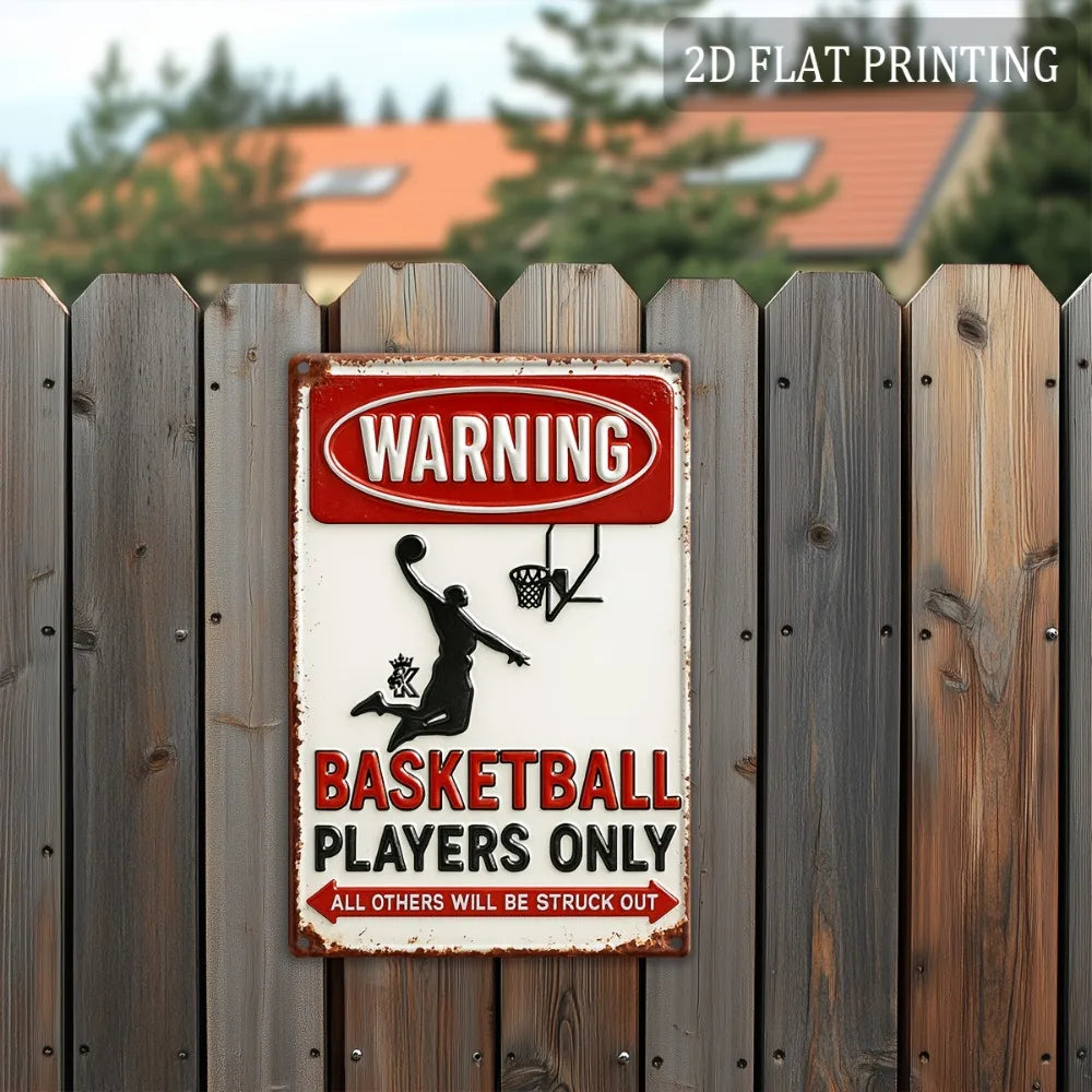 Vintage Basketball Sign, 8"x12" Metal Wall Art "All Others Will Be Struck Out"