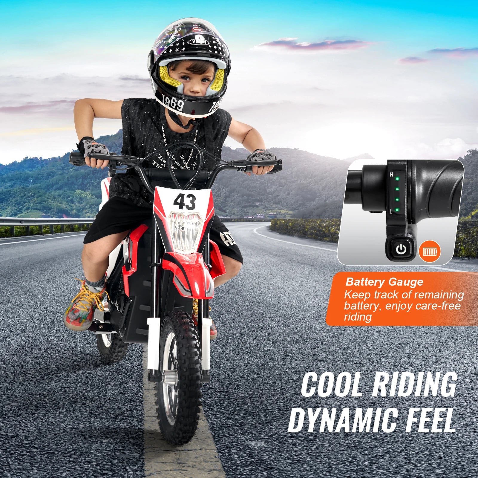 Electric Motorcycle 36V Kids with Speed up to 15.5mph