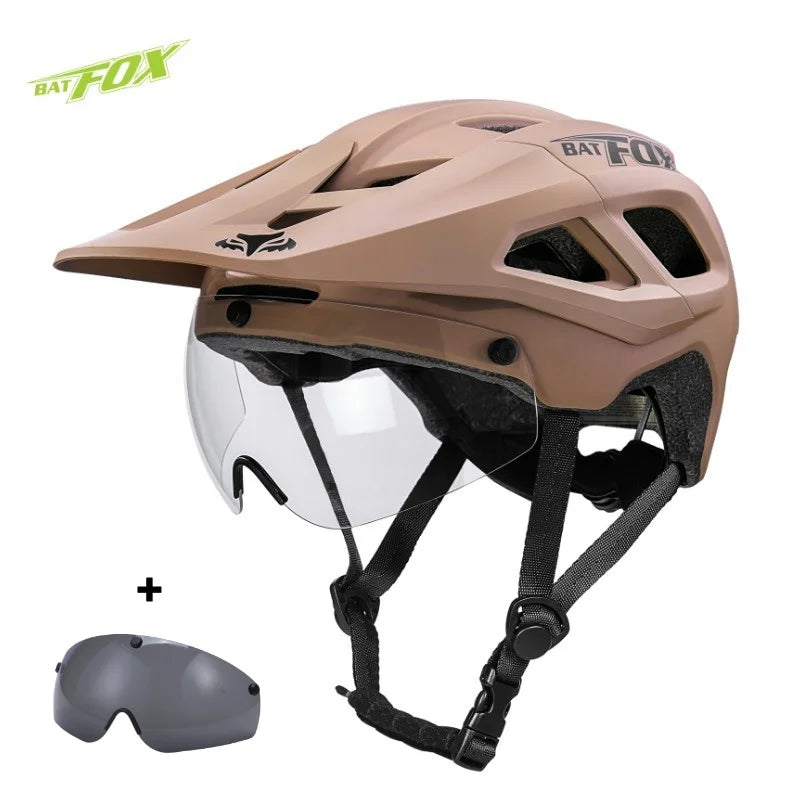 BATFOX Bike Helmet Magnetic goggles Lens & Sun Visor In-mold Road MTB Bicycle Helmets Men Women Cycling Helmet Sports Equipment