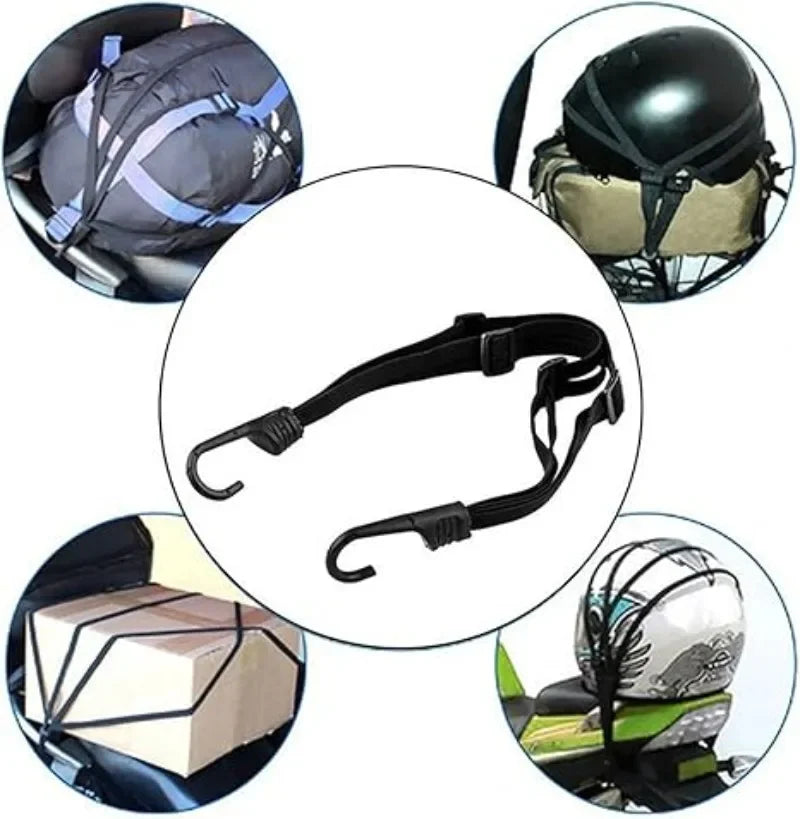 Motorcycle Back Seat Helmet Holder - Elastic Adjustable Fix Rope