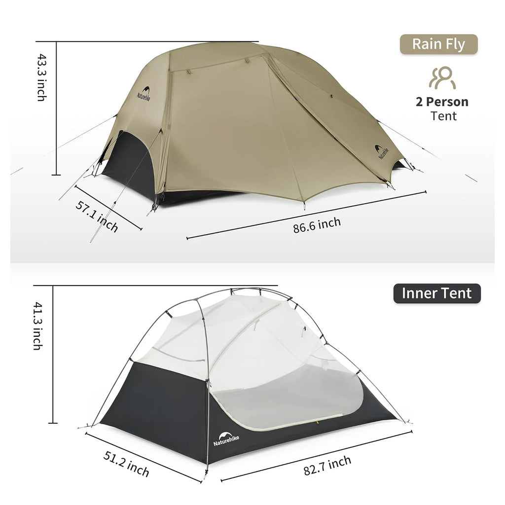 Naturehike Camping Tent Ultralight Portable 2 Person 15D Silicone 3 Seasons Tent Waterproof Outdoor Hiking Tents