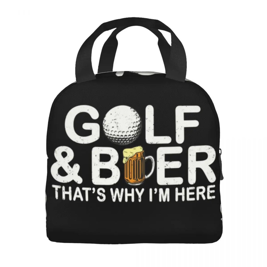 Golf And Beer Insulated Lunch Bag for Women Resuable Sports Golfing Golfer Thermal Cooler Bento Box Office Work School