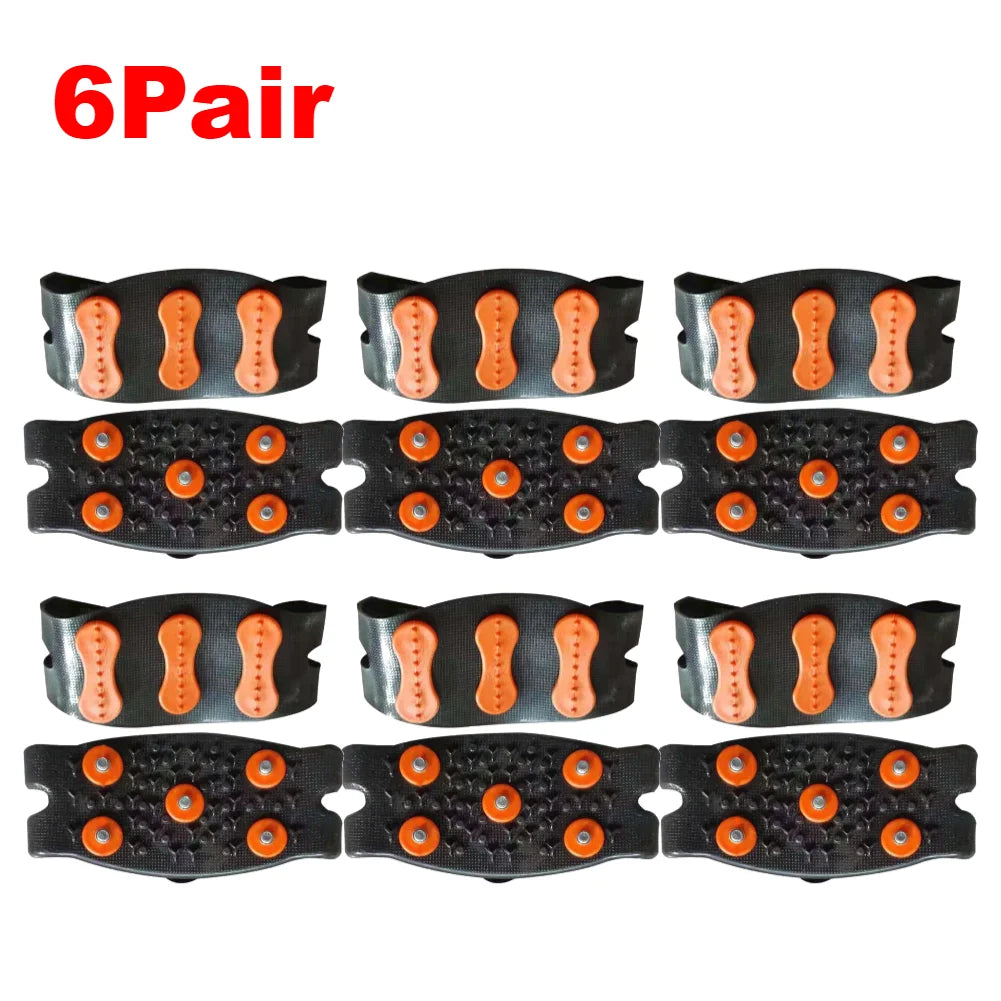 1-10Pair 5-Stud Anti Slip Crampons Snow Claw Shoe Covers Chain Spikes for Winter Walking Hiking Climbing Mountaineering Sports