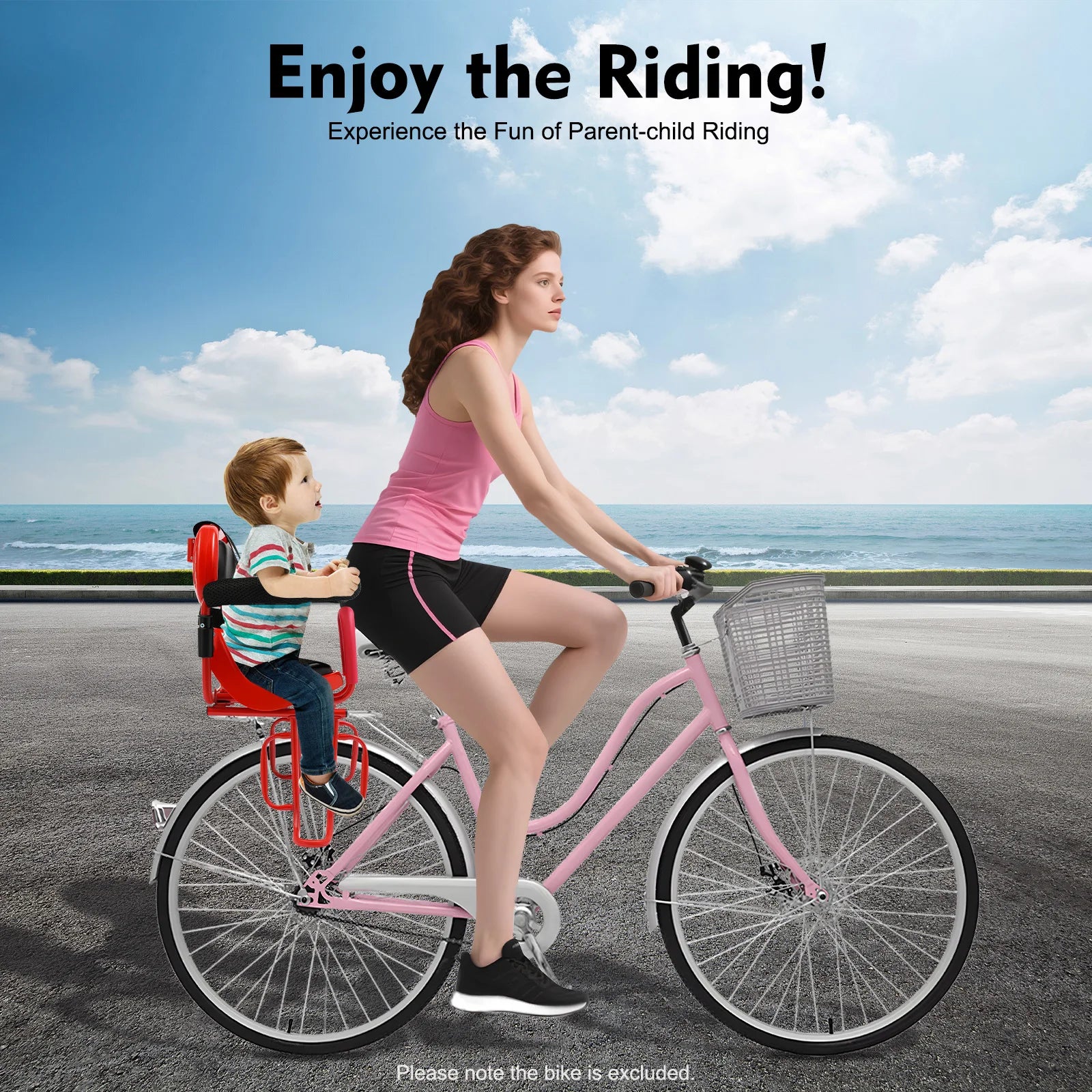 Rear Child Bike Seat for Adult Bicycle, Adjustable Safety Harness with Seat Cushion for Toddlers Ages 6 Months to 6 Years