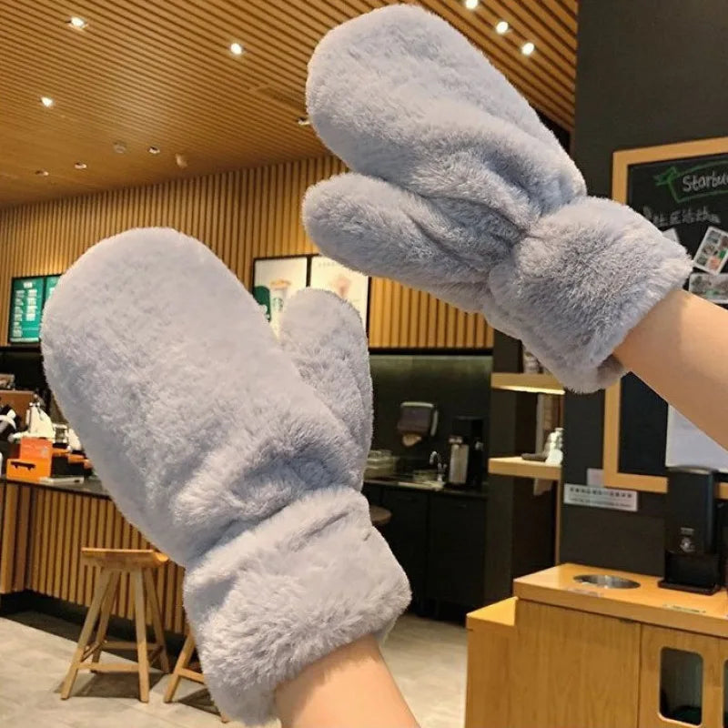 Women Lovely Sweet Soft Fluffy Warm Gloves