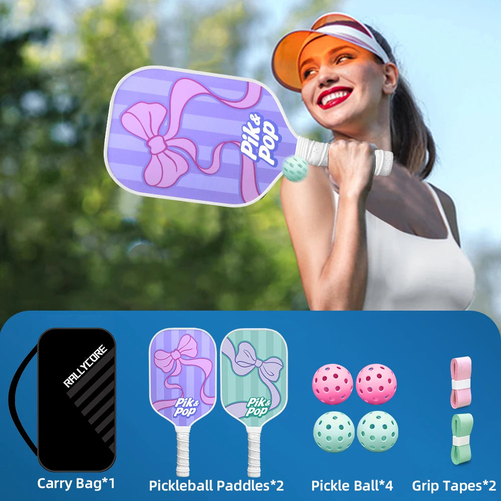 Pickleball Paddles Set with Fiberglass Surface & Polypropylene Core