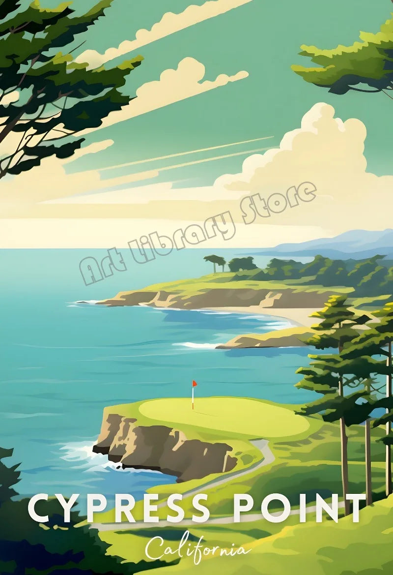 Abstract Golf Course Nordic Minimalist Sport Travel Landscape Poster Canvas Painting Wall Art Pictures Home Studio Decor Gift