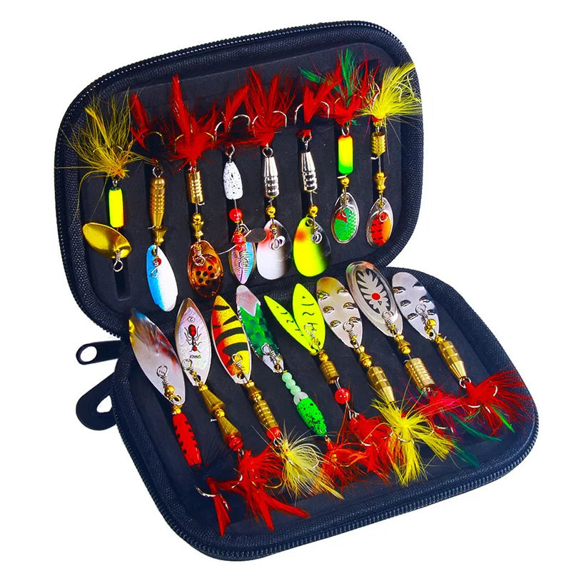 16PCS Fake Bait Spinner Lures for Fishing