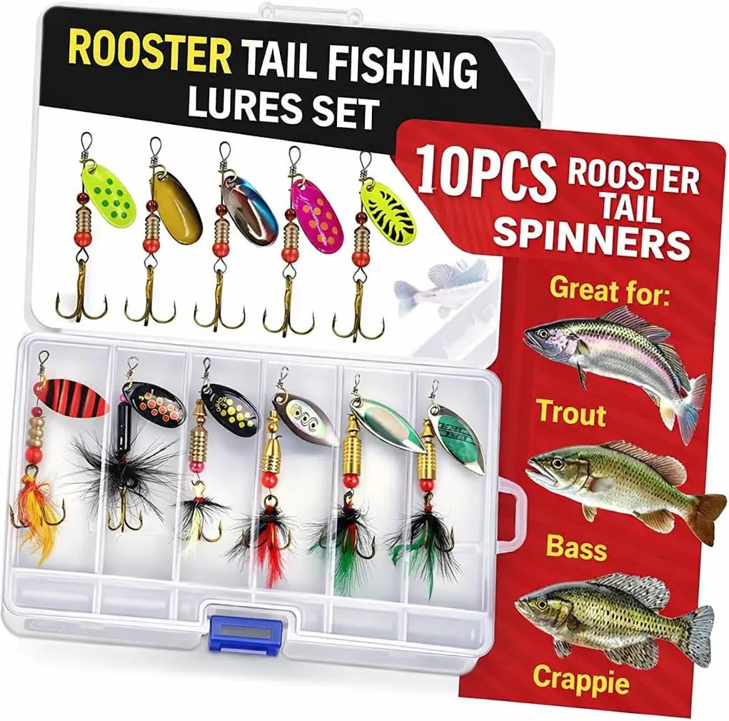 Fishing Spinner Lures Kit 20PCS, Inline Spinner Baits with Treble Hooks, Metal Fishing Lures for Trout Bass Salmon Panfish, Multi-Color Freshwater Tackle Set