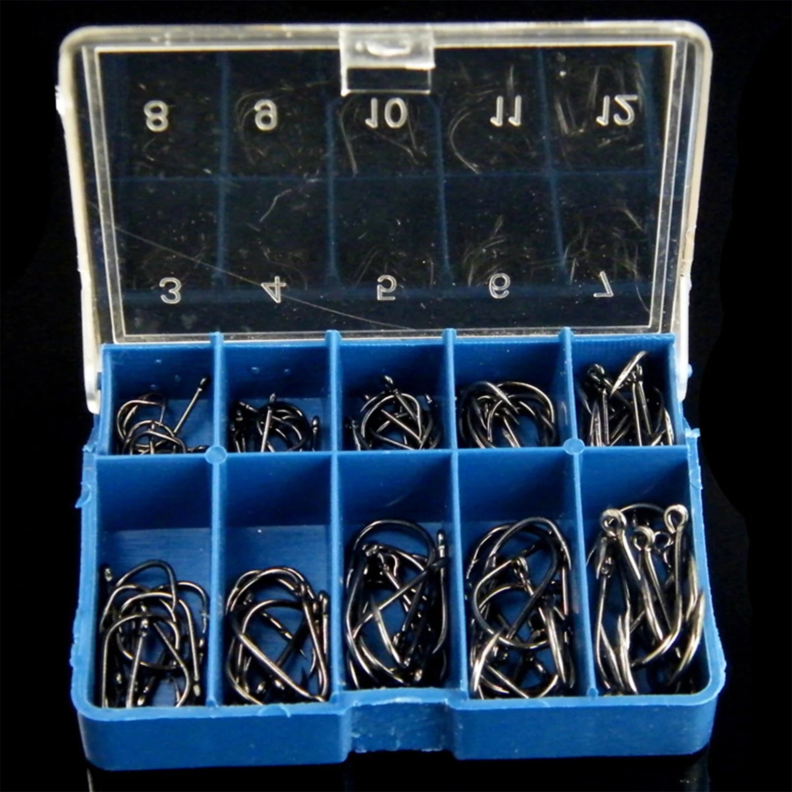 100 pcs Iseama Fishing Hooks Size 3-12 Black with Loop High Carbon Steel for Wild Fishing Fly Fishing tools