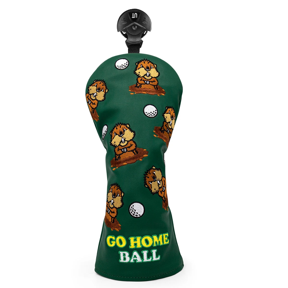 Green Leather Groundhog Golf Driver Fairway Wood Hybrid/UT  Headcover Club Head Cover High Quality Embroidery