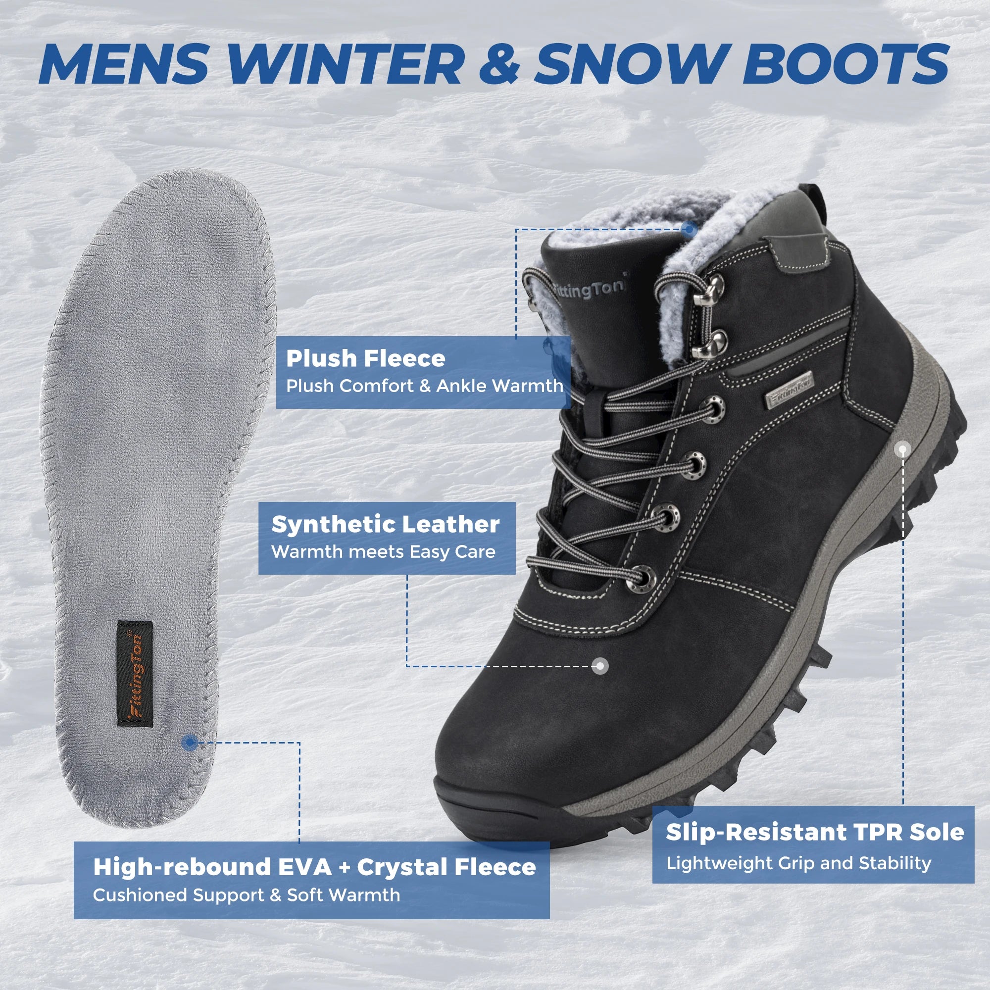 Winter Snow Boots For Men -Warm Anti-Slip Lightweight