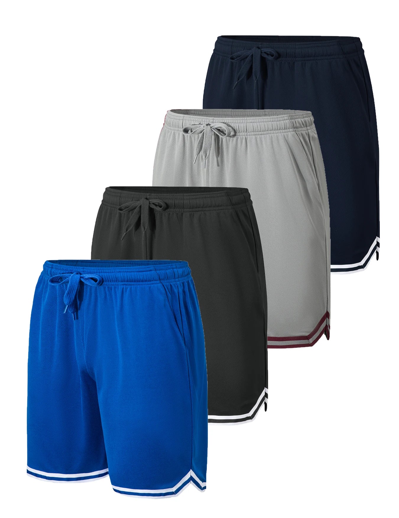 4-piece men's basketball shorts with drawstring waist and pockets