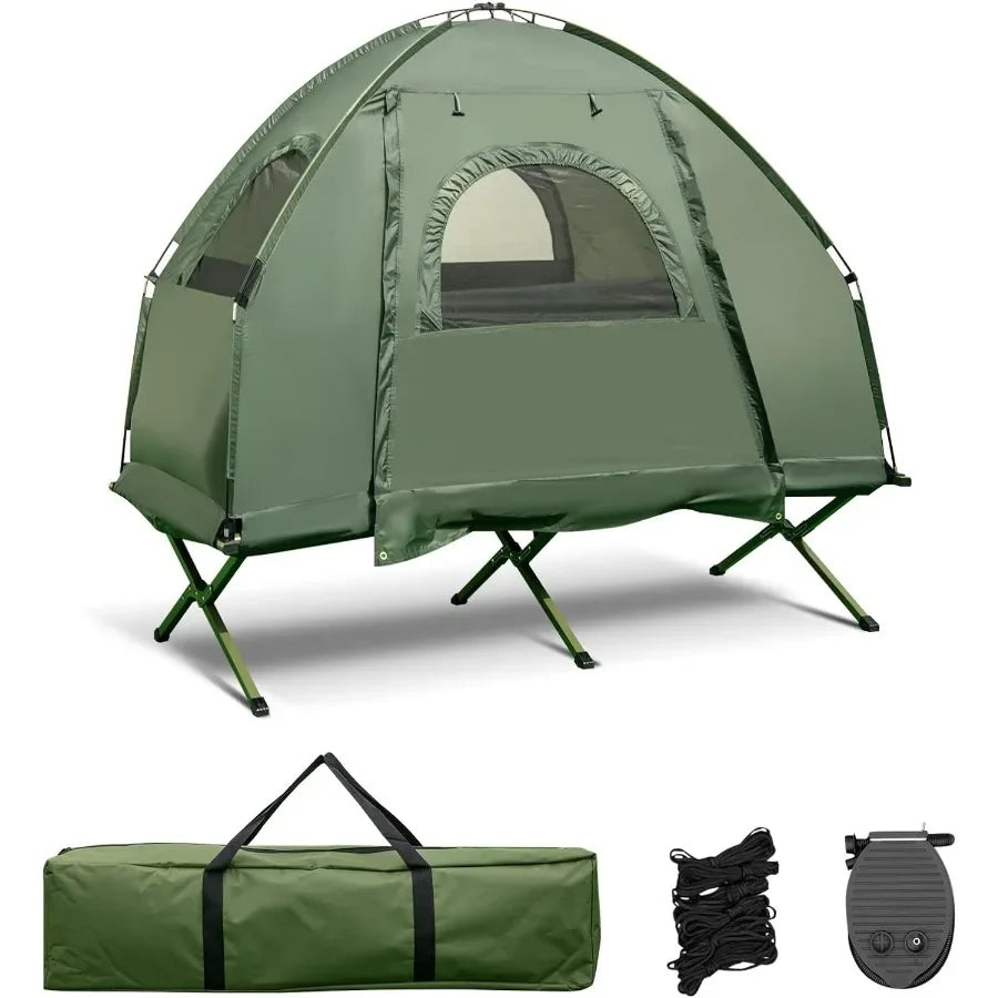 5 in1 Tent and Cot with Air Mattress - Sleeping Bag Off The Ground