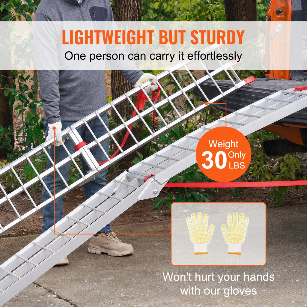 Aluminum Ramps 1500 lbs Folding Loading for Pickup Trucks Bed with Load Strap