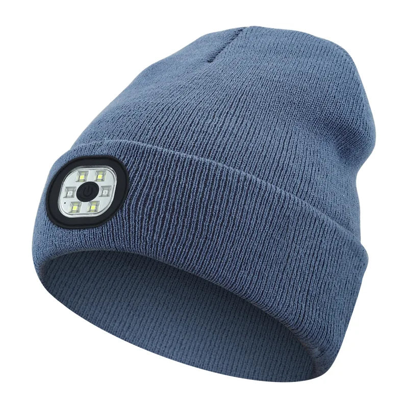 Bluetooth Beanie with Light, Unisex 6 LED USB Rechargeable with Cordless Headphones