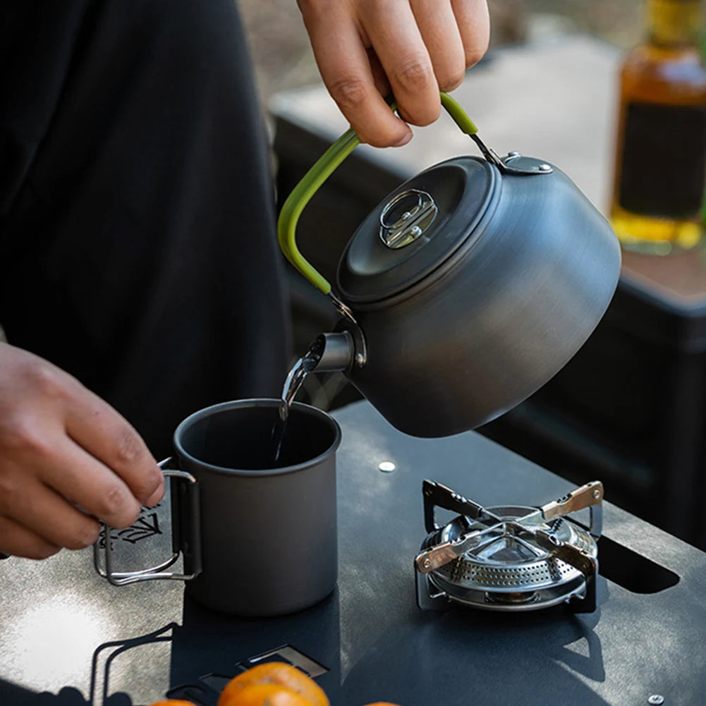 3PCS Camping Cookware Set Pot Pan Kettle Set Portable  with Mesh Bag