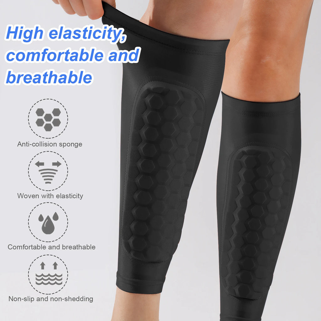 Shin Defender with Honeycomb Pads  - Leg Guard Sleeves for Boys Girls Men