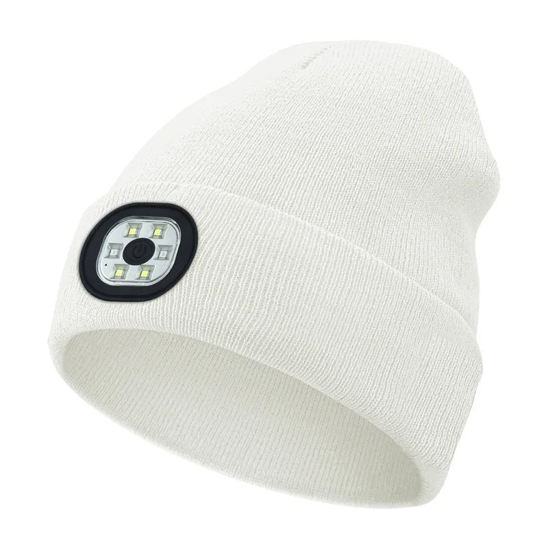 Bluetooth Beanie with Light, Unisex 6 LED USB Rechargeable with Cordless Headphones